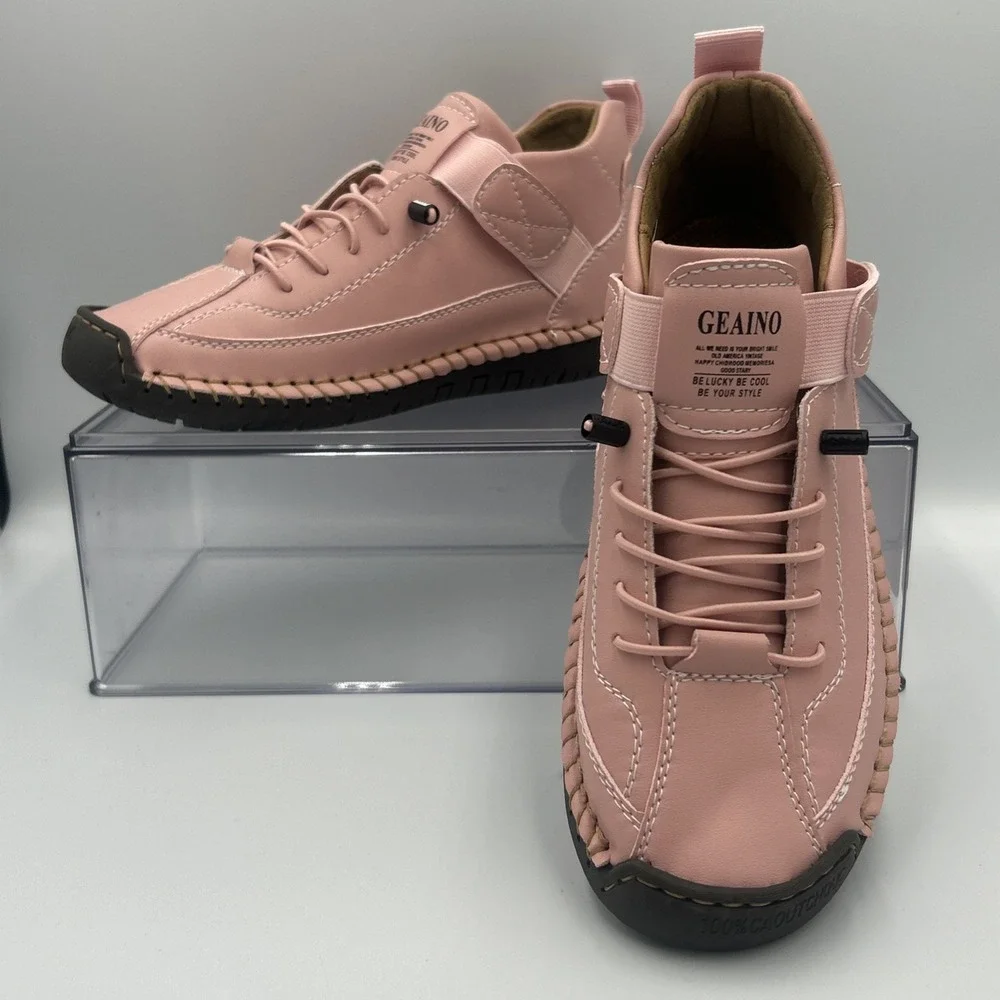 Geaino Pink Casual Ankle Boots 7/7.5 Artisan Minimalist Soft Girl Comfort Chic